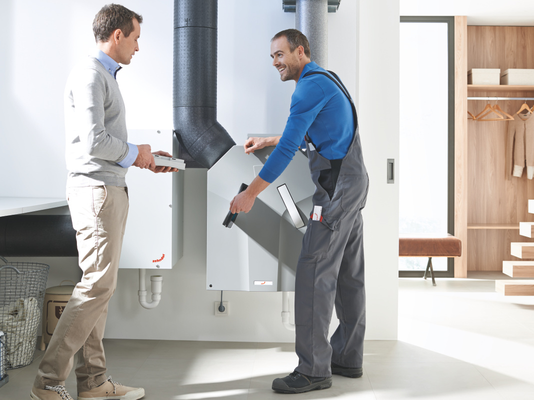 Zehnder_CSY_System_CA350_basement_installer_client Rendering Zehnder ComfoAir 350 Comfortable indoor ventilation Front view